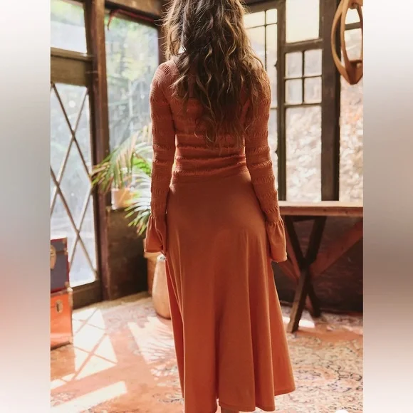 Free People Kiera Midi Dress in Candied Melon, NWT, size M - Picture 2 of 4